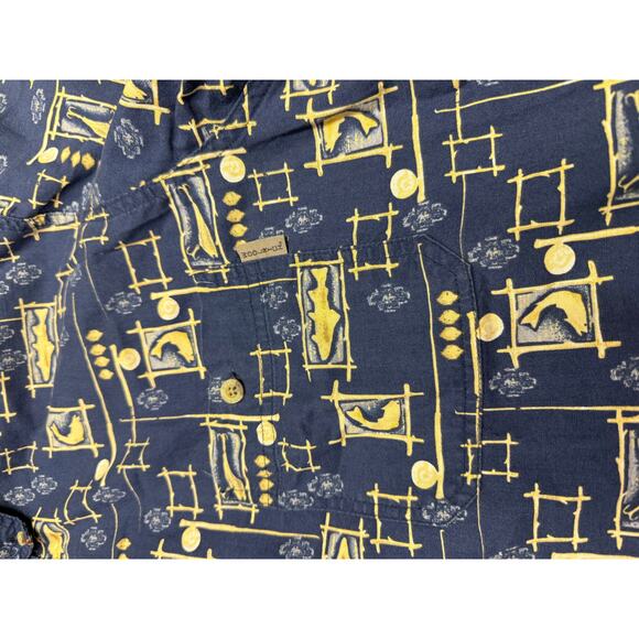 Woolrich Shirt Mens large Blue Fishing All Over Print short sleeve - Picture 4 of 10